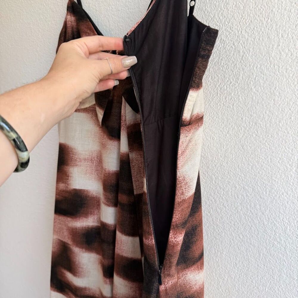 DKNY 100% Cotton Knotted Tie Front Maxi Sun Dress in Brown Ombre Stripe size M - Picture 7 of 16